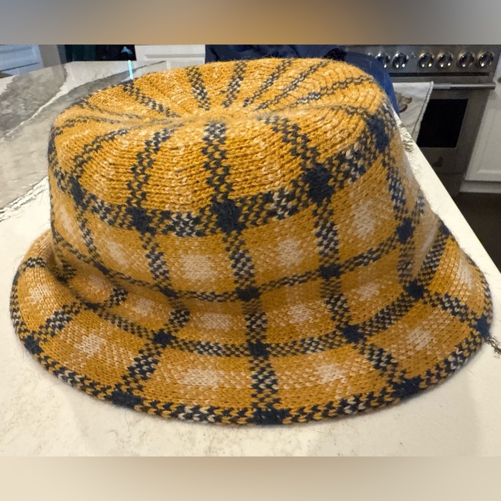 Yellow Plaid Knit Bucket Hat San Diego Hat Company NWT